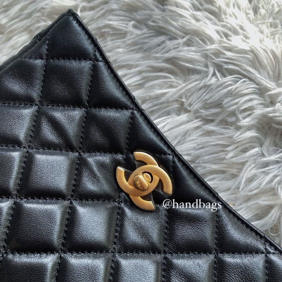 CHANEL Hobo 黑色 羊皮 核桃 金球 皮穿金鍊 可調節 單肩 斜挎包 嬉皮包 AS3259 現貨LW-2