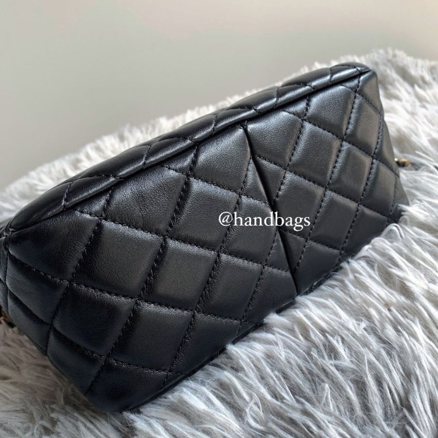 CHANEL Hobo 黑色 羊皮 核桃 金球 皮穿金鍊 可調節 單肩 斜挎包 嬉皮包 AS3259 現貨LW-5