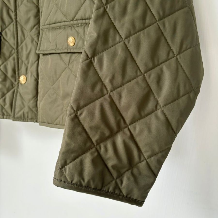 ::CELINE:: 軍綠色輕薄尼龍絎縫獵裝金釦馬車刺繡夾克 36號-11