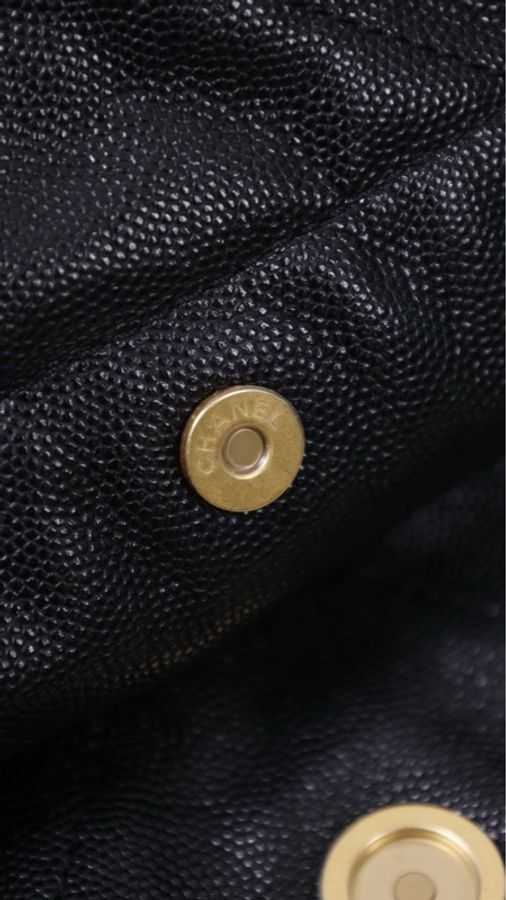 Chanel 24K黑金荔枝皮珐琅字母22bag子母包小号垃圾袋-32