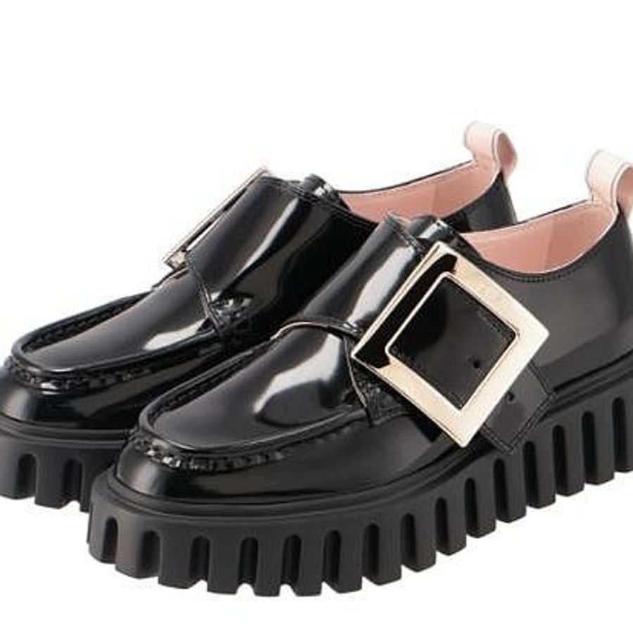 Roger Vivier Viv' Go-Thick 黑色 金屬釦 漆皮 樂福鞋 男碼 RVW64632110MRKB999-2