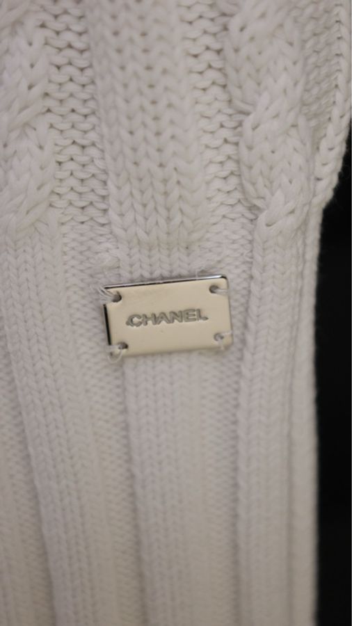 Chanel 02年无袖白色针织高领背心上衣-9