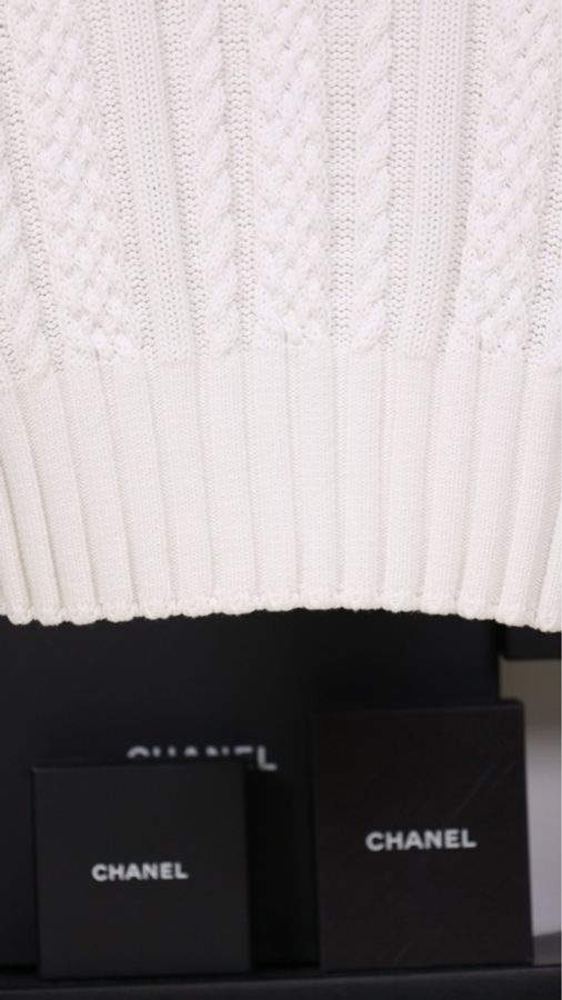 Chanel 02年无袖白色针织高领背心上衣-13