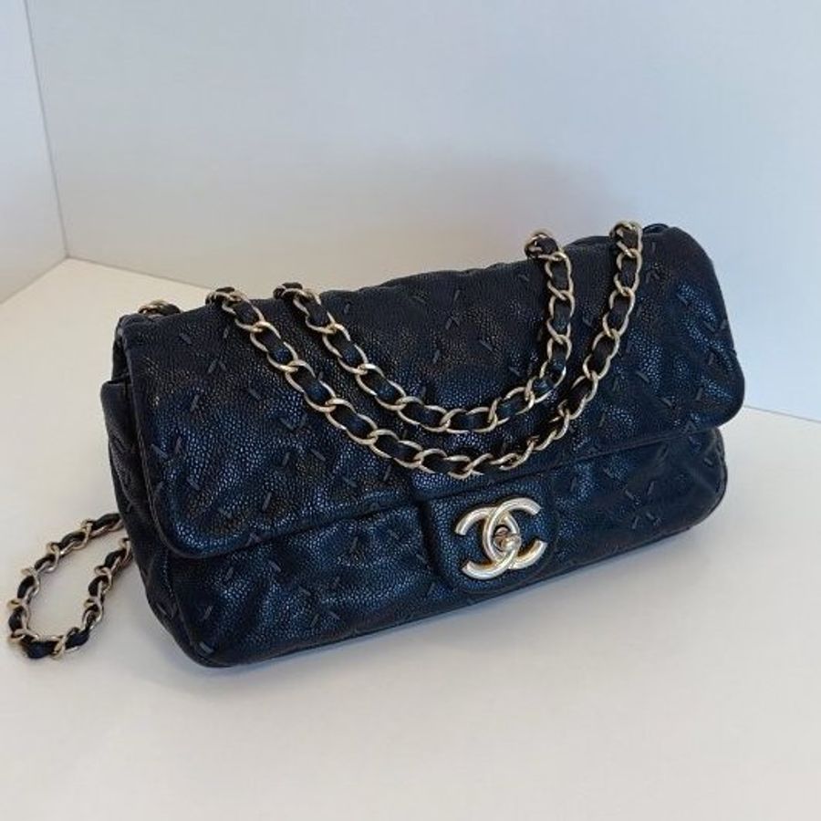 香奈兒/Chanel CF荔枝牛皮 黑金鏈條包-2