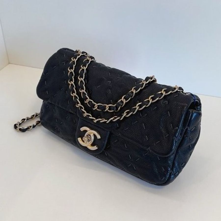 香奈兒/Chanel CF荔枝牛皮 黑金鏈條包-3