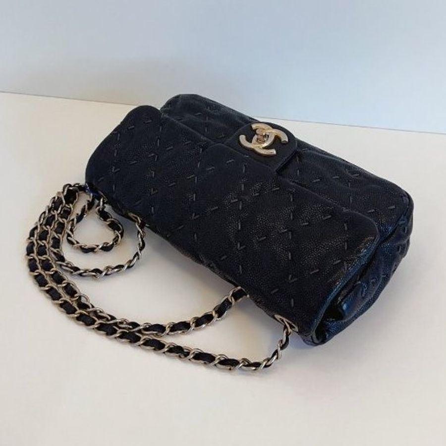 香奈兒/Chanel CF荔枝牛皮 黑金鏈條包-5