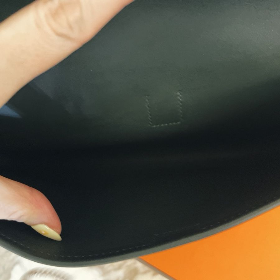 激甜奧爾近新全配閒置有購買證明及鑒定✨ Hermes 愛馬仕經典Jige Elan系列小牛皮手拿/晚宴包/松柏綠激甜-5