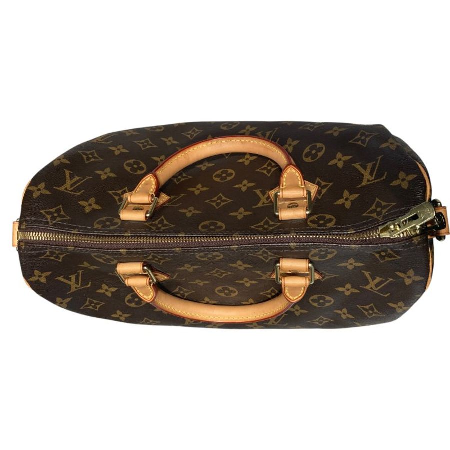 LOUIS VUITTON 路易威登 SPEEDY30 棕色 帆布 金釦-8