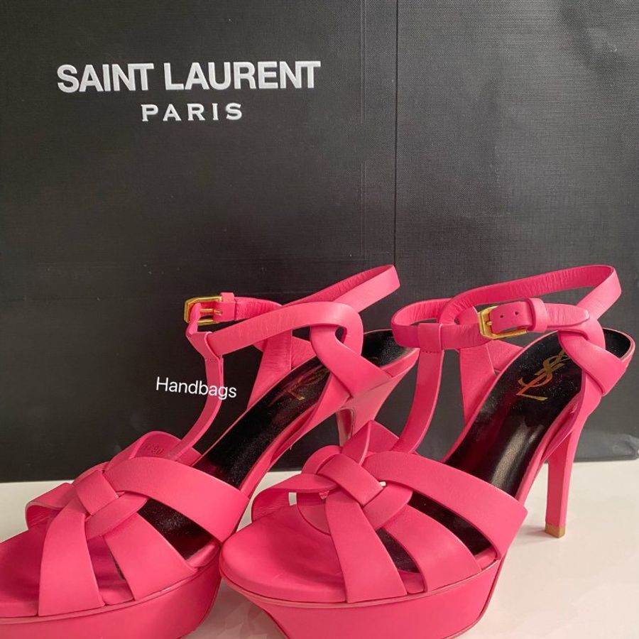 YSL 芭比粉 防水台 高跟涼鞋 36.5號-1