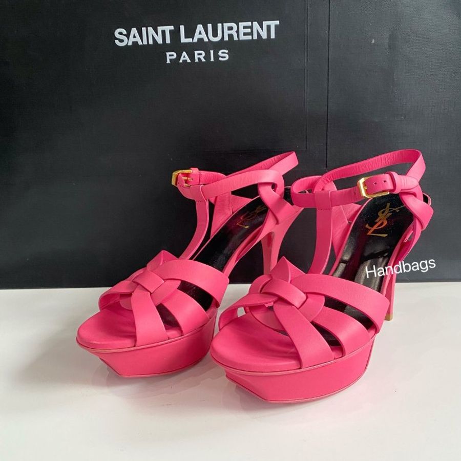 YSL 芭比粉 防水台 高跟涼鞋 36.5號-2