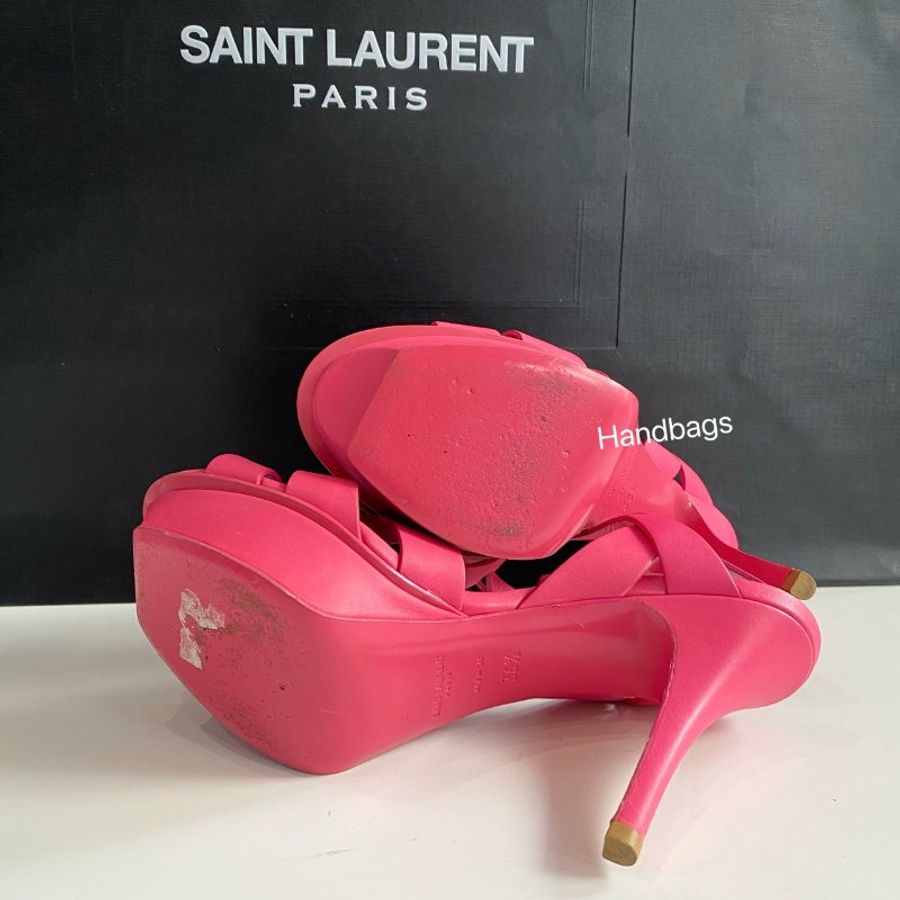 YSL 芭比粉 防水台 高跟涼鞋 36.5號-4