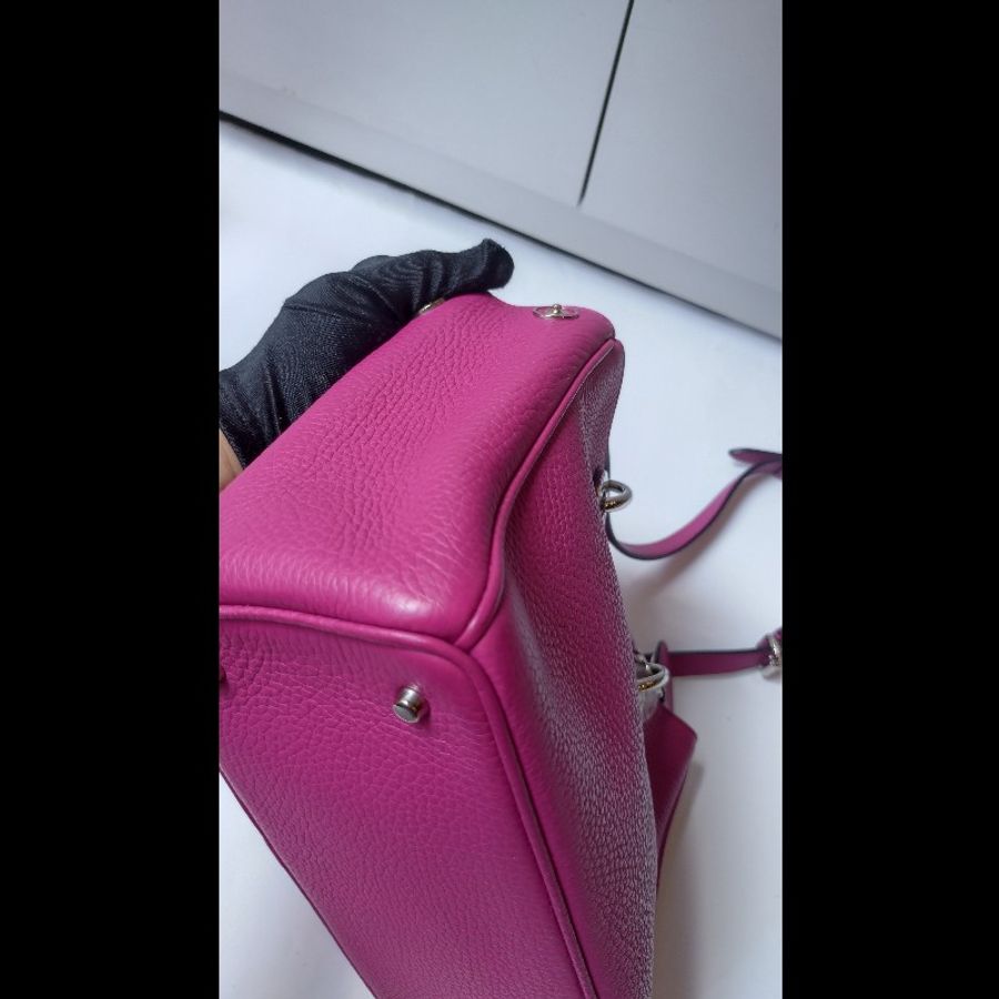 Dior 桃紫皮革兩用小號托特方包-9