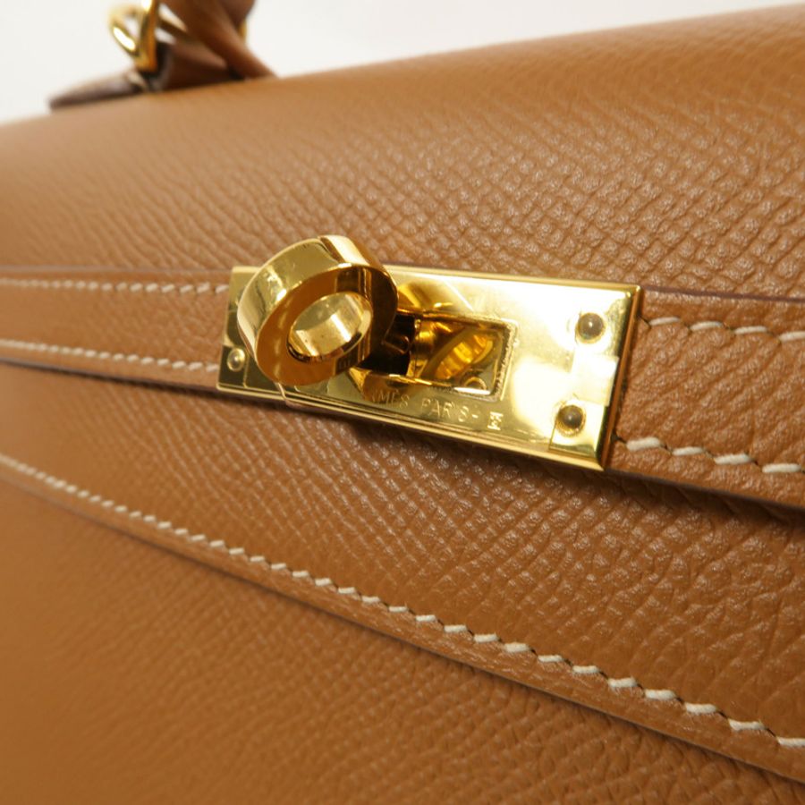 HERMES Epsom皮革Kelly 25手挽肩背兩用袋Gold-7