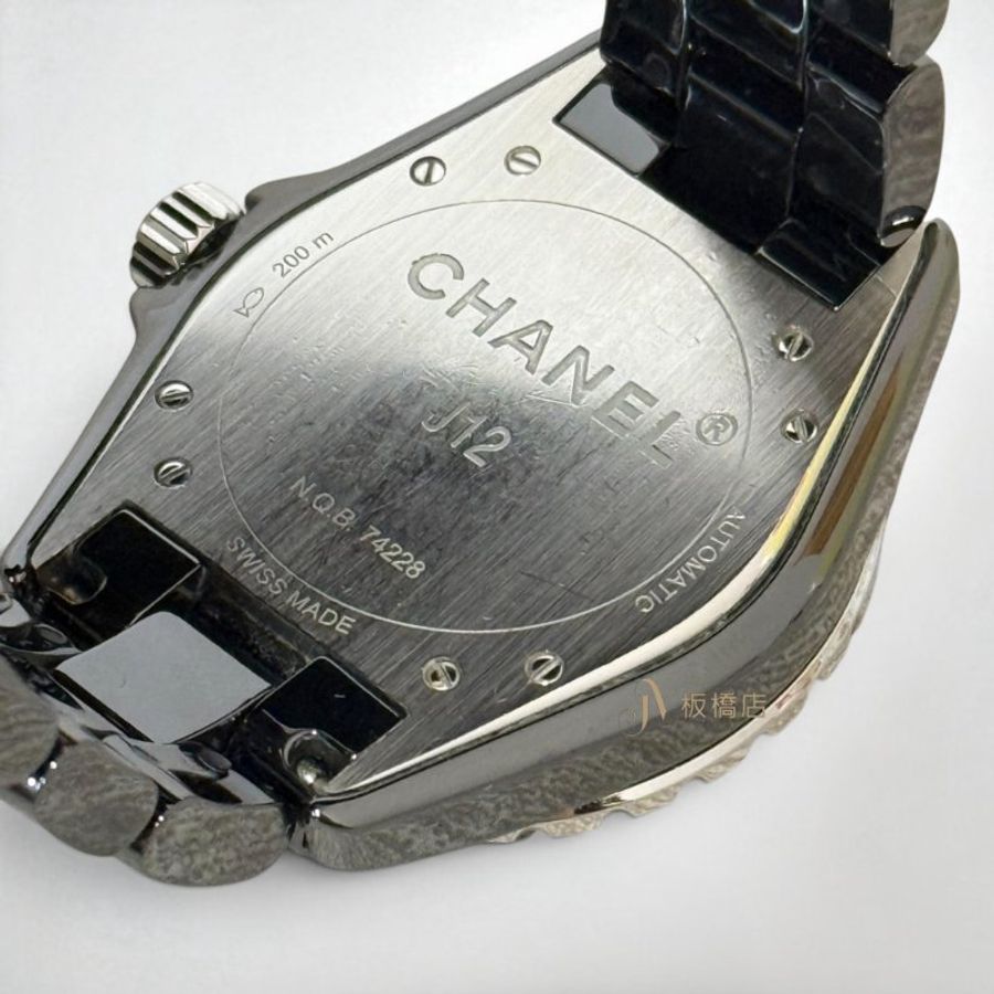 JS1418-CHANEL 黑陶瓷12點鑽38mm J12機械錶 H1626-4