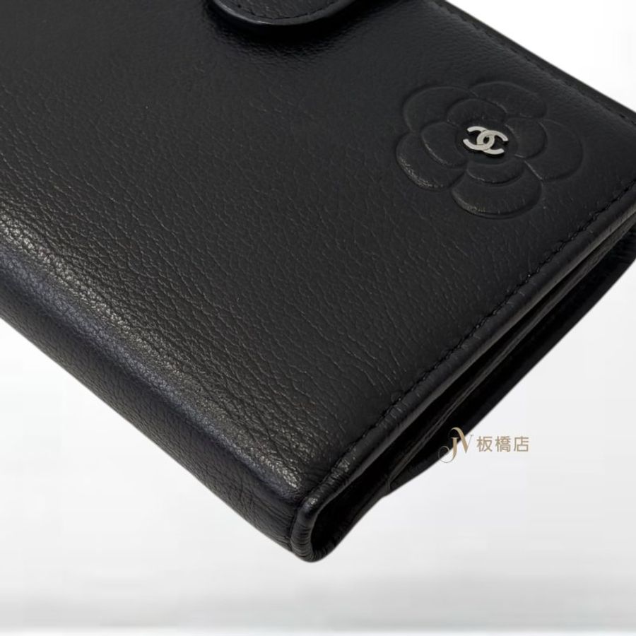 JS1451-CHANEL 黑皮羊山茶花對開中夾A50094-8