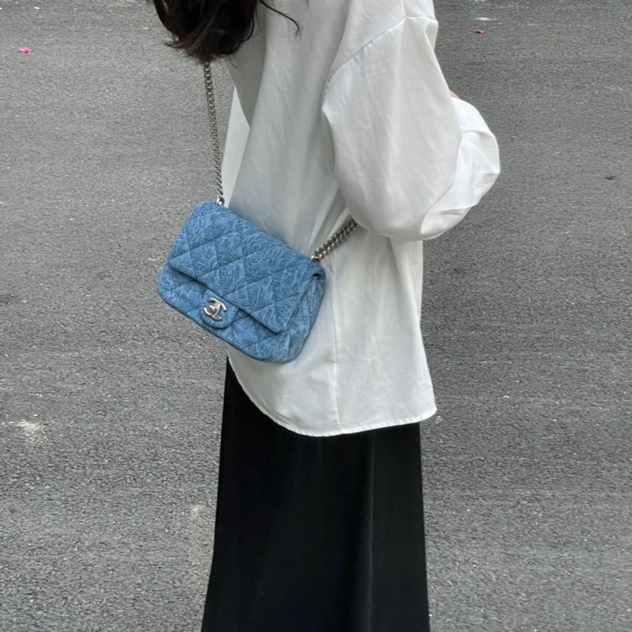【撿漏價98新👍🏻全網最低價 不服來辯💫】Chanel/香奈儿 CF 單寧牛仔方胖子 經典保值款-1