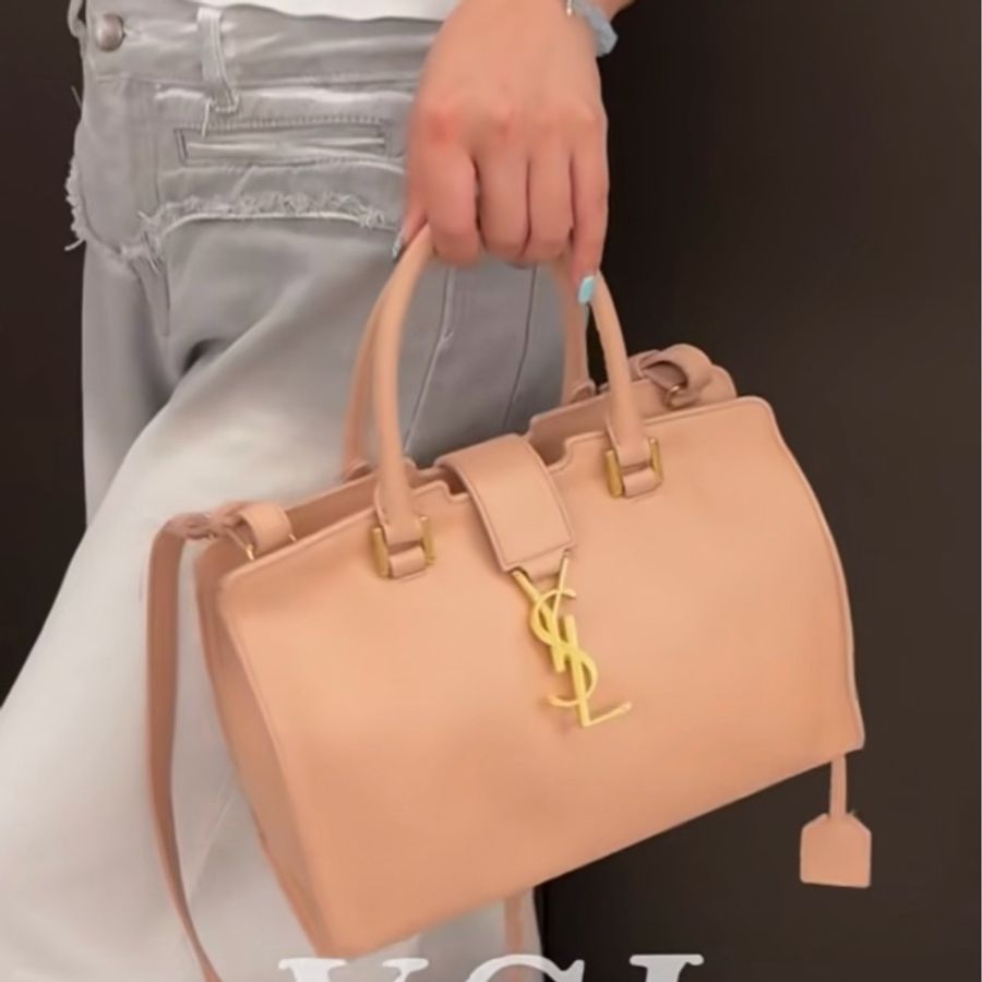 YVES SAINT LAURENT YSL 聖羅蘭 CABAS CHYC 粉色 手提包 醫生包 公事包 波斯頓包-2
