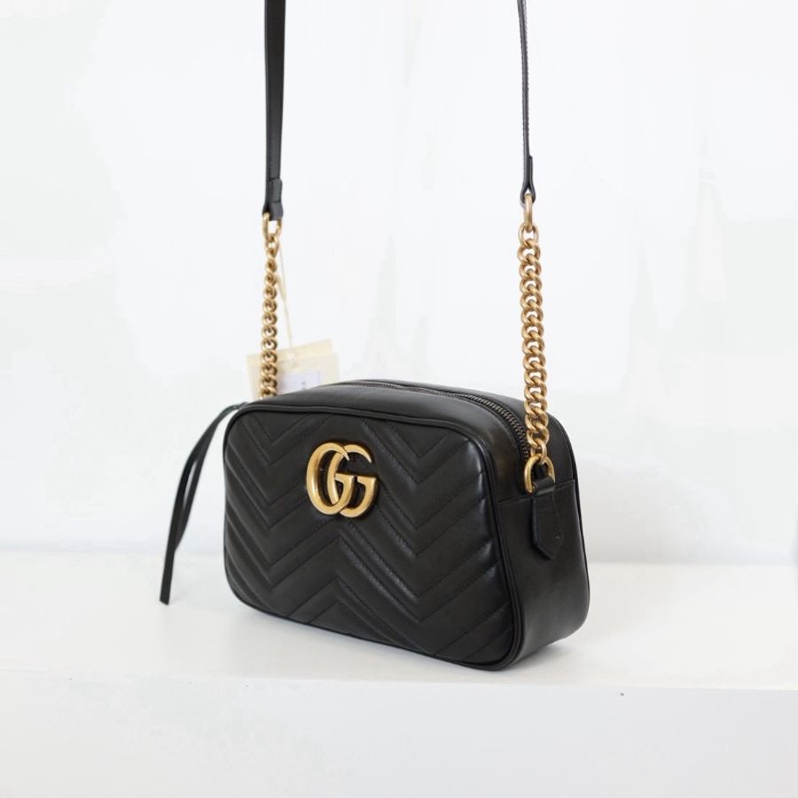 二手Gucci Marmont 24相機包 黑金-2