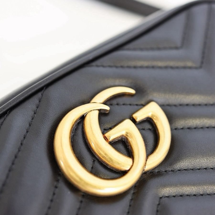 二手Gucci Marmont 24相機包 黑金-11