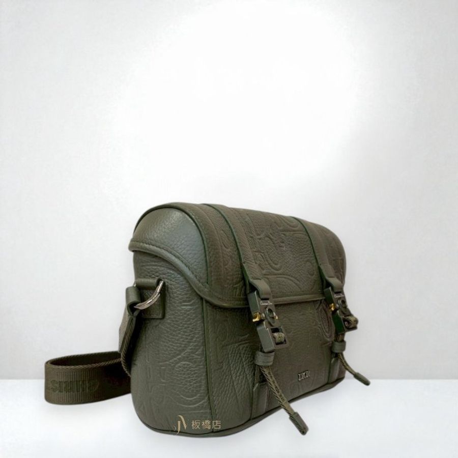 JS1534-DIOR 綠牛皮Hit the Road壓紋下蓋郵差包 1ESPO333LLG_H800-2