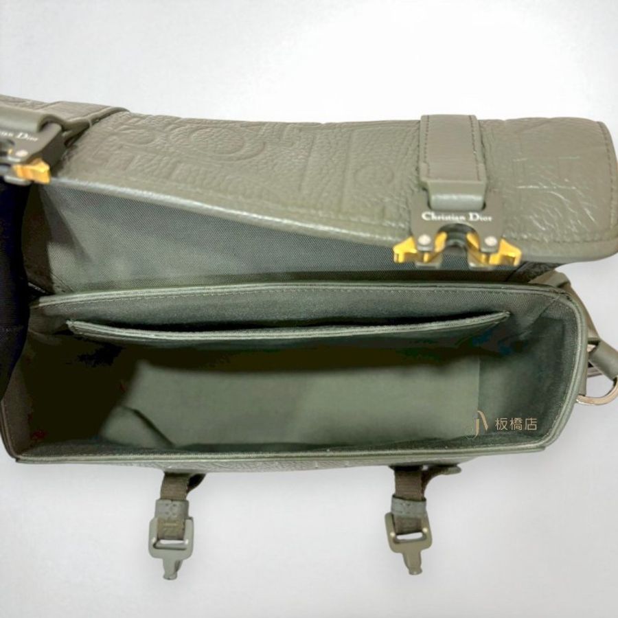 JS1534-DIOR 綠牛皮Hit the Road壓紋下蓋郵差包 1ESPO333LLG_H800-5