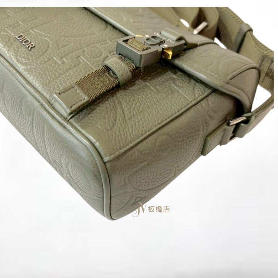 JS1534-DIOR 綠牛皮Hit the Road壓紋下蓋郵差包 1ESPO333LLG_H800-6
