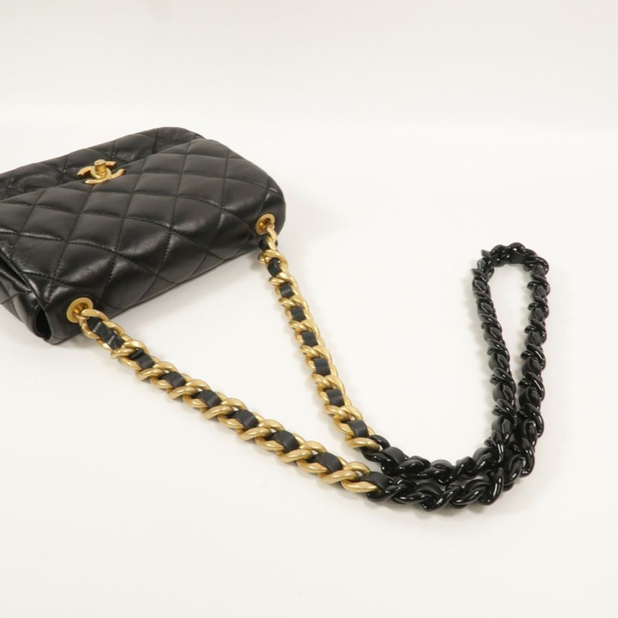 CHANEL 羊皮皮革Chain Shoulder鏈帶肩背袋-8