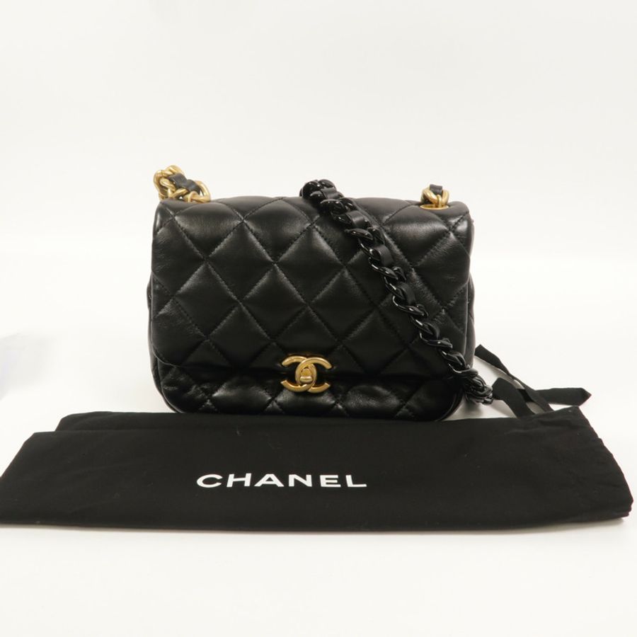 CHANEL 羊皮皮革Chain Shoulder鏈帶肩背袋-9