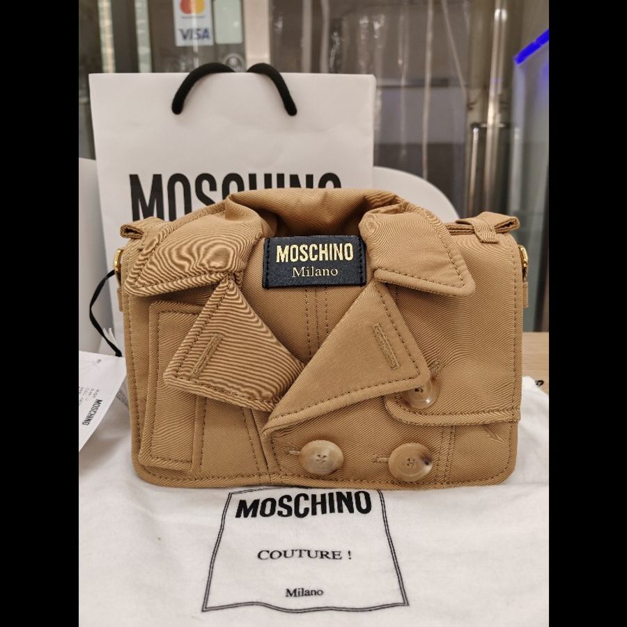 Moschino Tan Trench Details Biker Bag-1