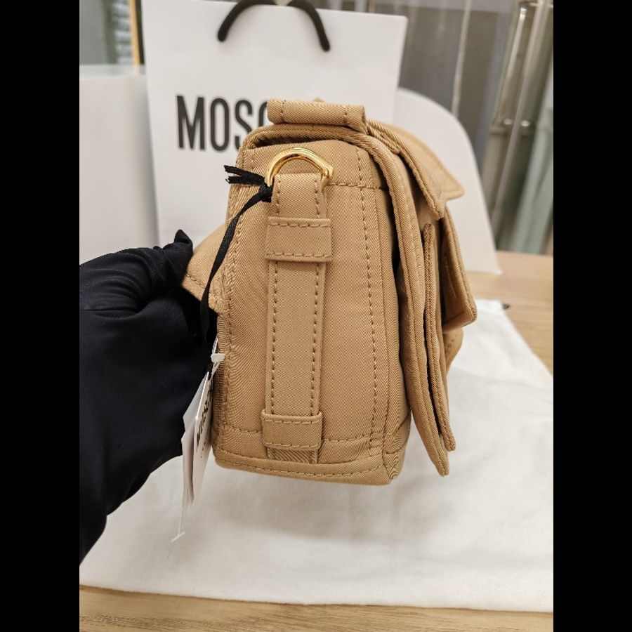 Moschino Tan Trench Details Biker Bag-3