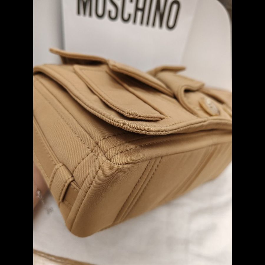 Moschino Tan Trench Details Biker Bag-5