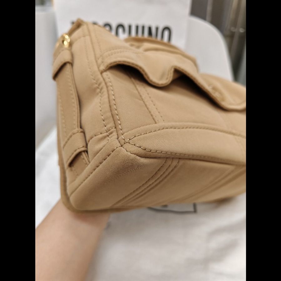 Moschino Tan Trench Details Biker Bag-7