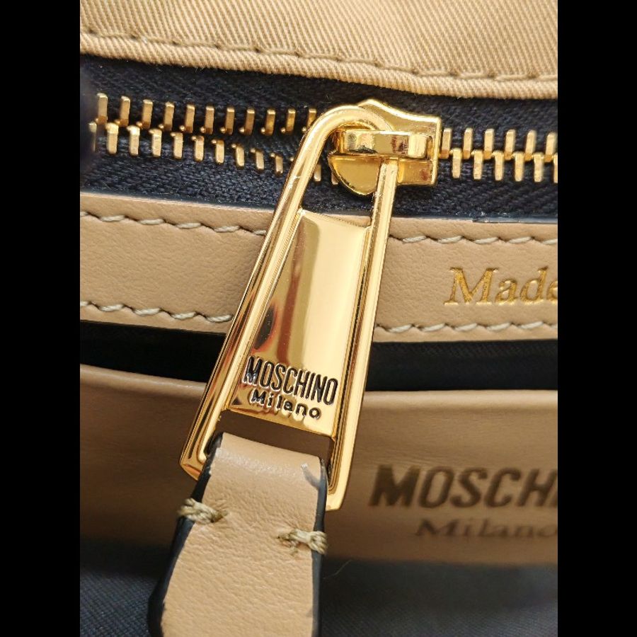 Moschino Tan Trench Details Biker Bag-12