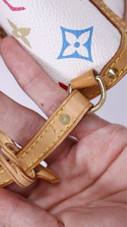 LV x 村上隆限定03年白三彩大眼睛哈苏里mini蝴蝶结腋下包单肩包-36