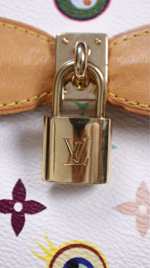 LV x 村上隆限定03年白三彩大眼睛哈苏里mini蝴蝶结腋下包单肩包-37
