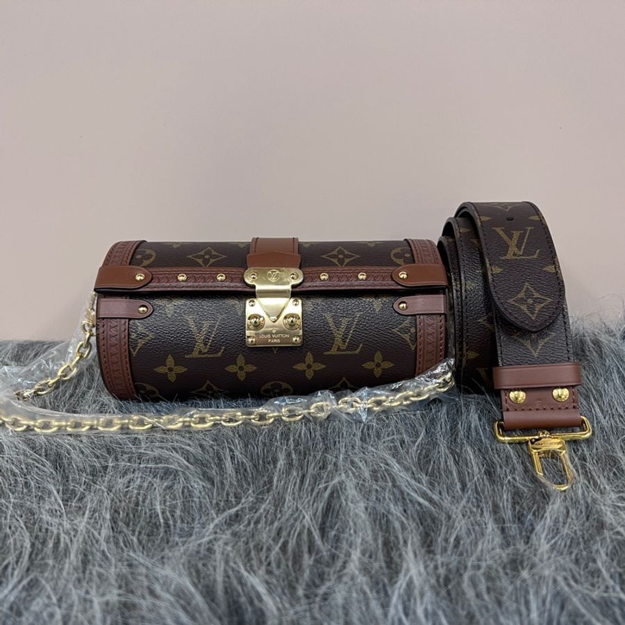 LV 原花金釦Papillon Trunk巴比龍肩斜背包-0