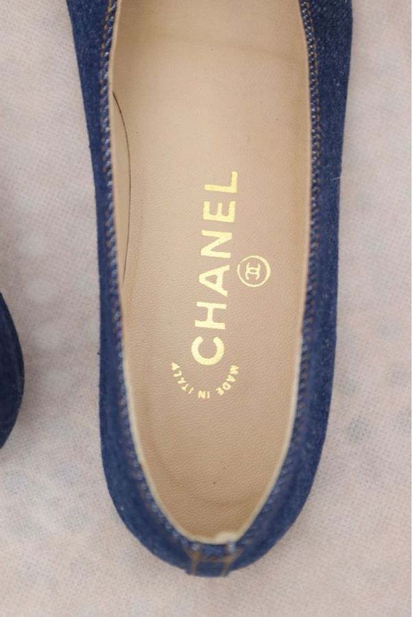 Chanel丹宁牛仔cc平底鞋-6
