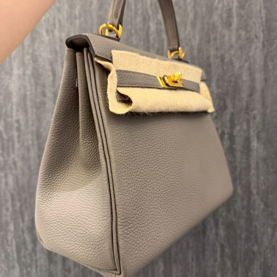 HERMES 愛馬仕 KELLY 25 錫器灰TOGO皮 金釦 Z刻-1