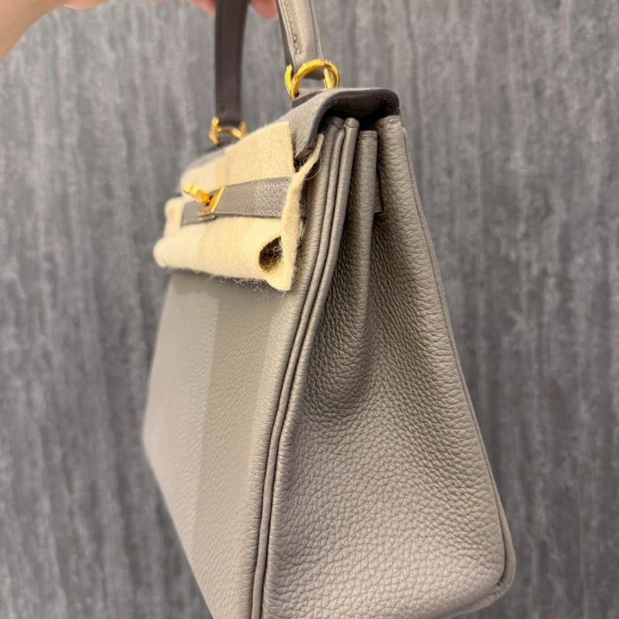 HERMES 愛馬仕 KELLY 25 錫器灰TOGO皮 金釦 Z刻-2