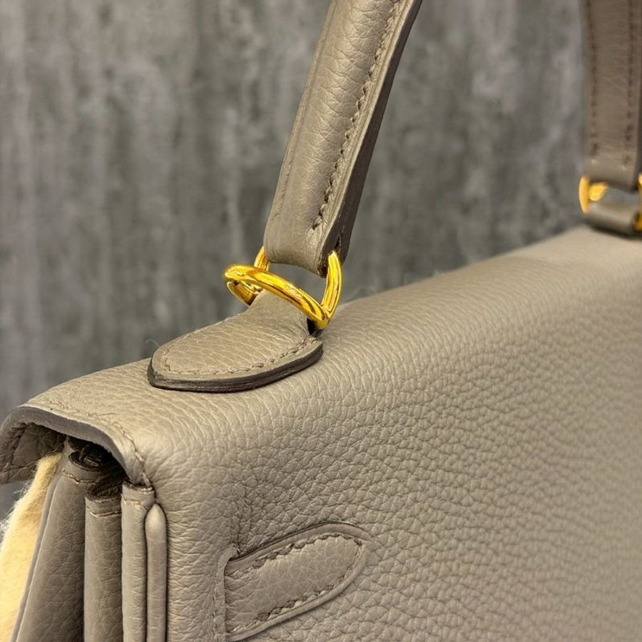 HERMES 愛馬仕 KELLY 25 錫器灰TOGO皮 金釦 Z刻-6