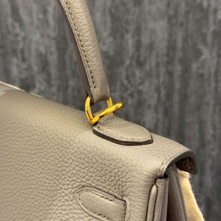 HERMES 愛馬仕 KELLY 25 錫器灰TOGO皮 金釦 Z刻-7