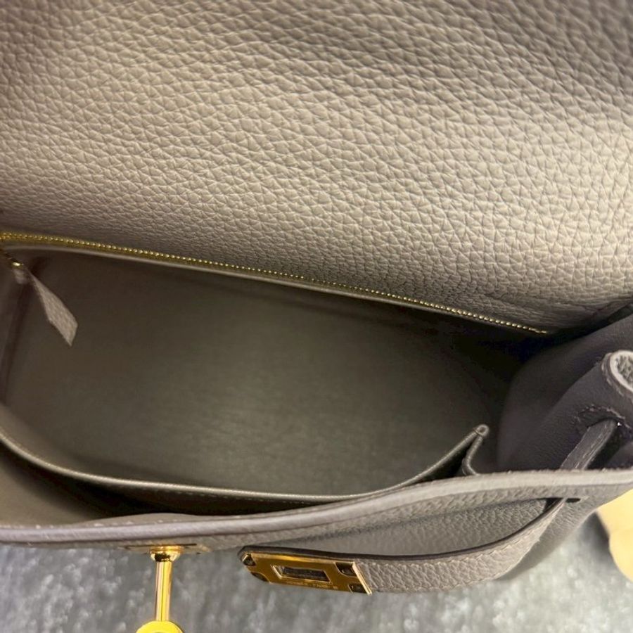 HERMES 愛馬仕 KELLY 25 錫器灰TOGO皮 金釦 Z刻-8