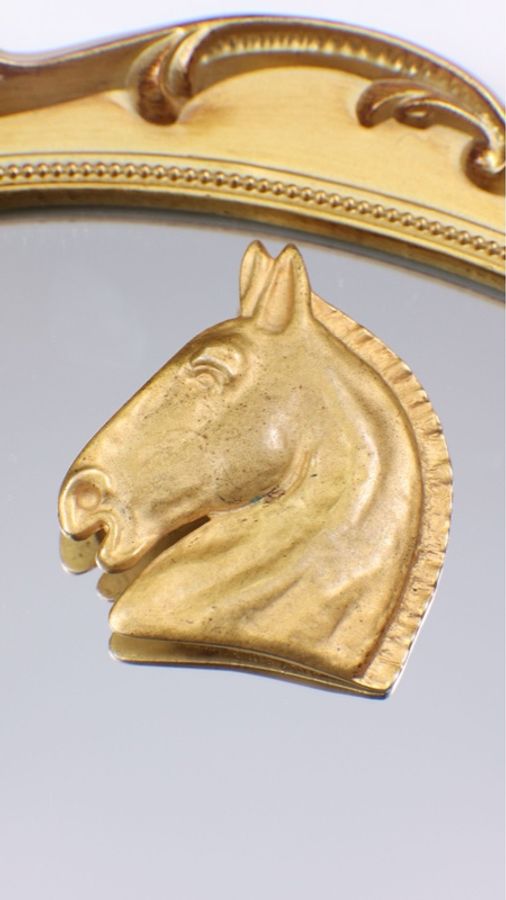 Hermes素金马头形状胸针-0