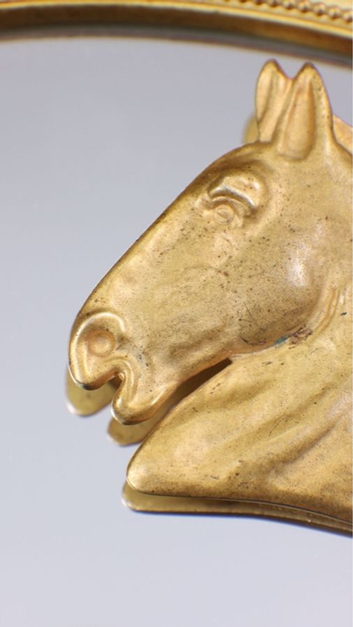 Hermes素金马头形状胸针-2