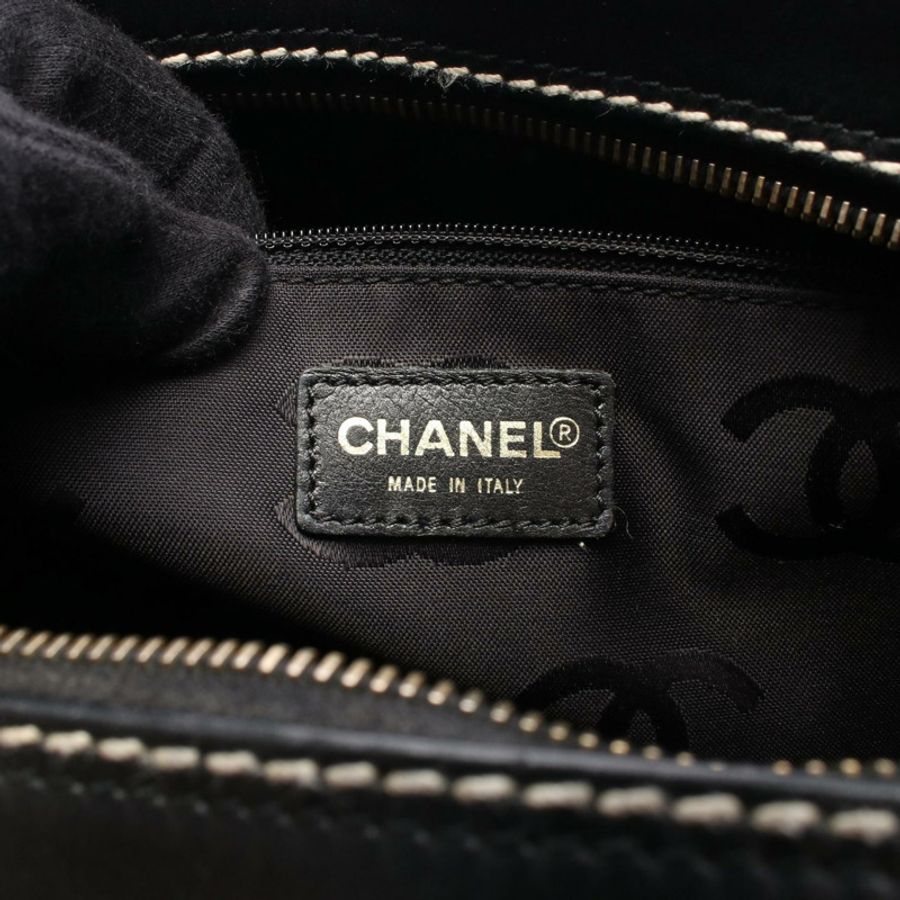 香奈兒 (CHANEL) 野性縫線手提包，黑色皮革，二手女款-3