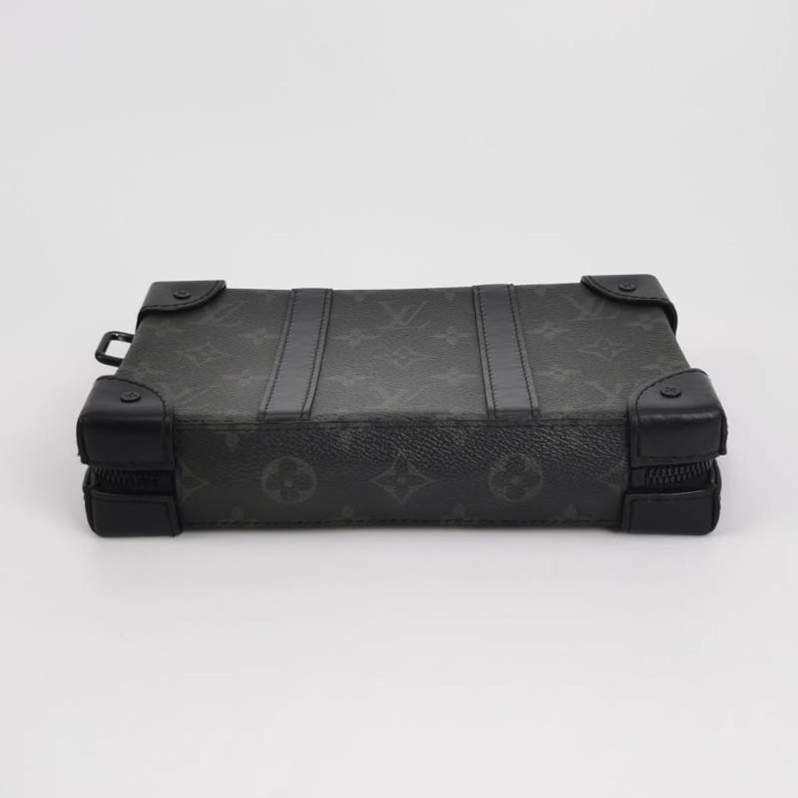 Louis Vuitton (LV) Trunk黑色牛皮Monogram印花斜背包單肩包晶片款-5