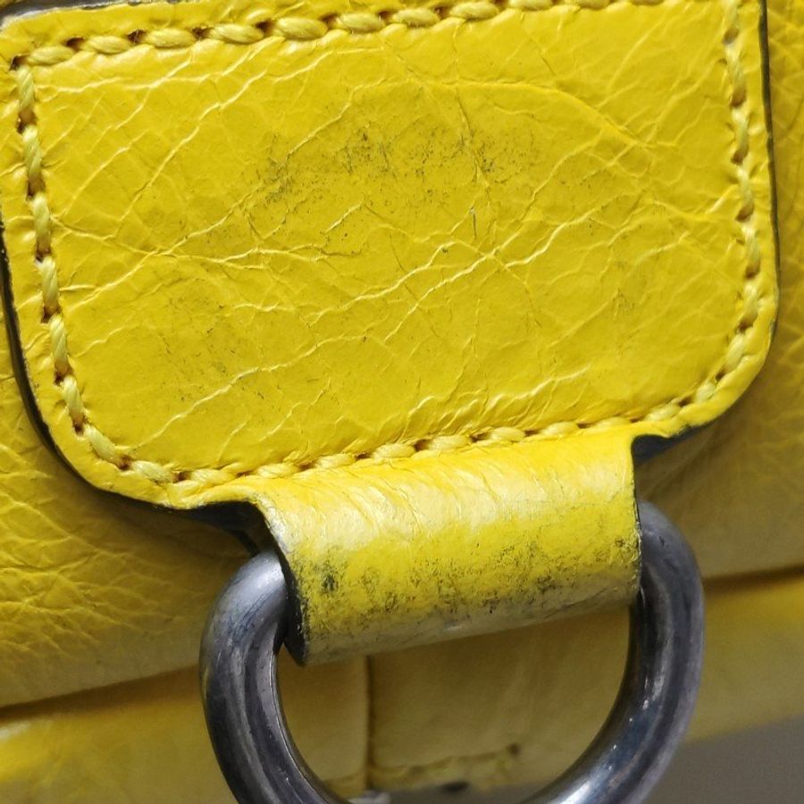 Gucci 黃色油蠟皮純色雙G標誌單肩包-18