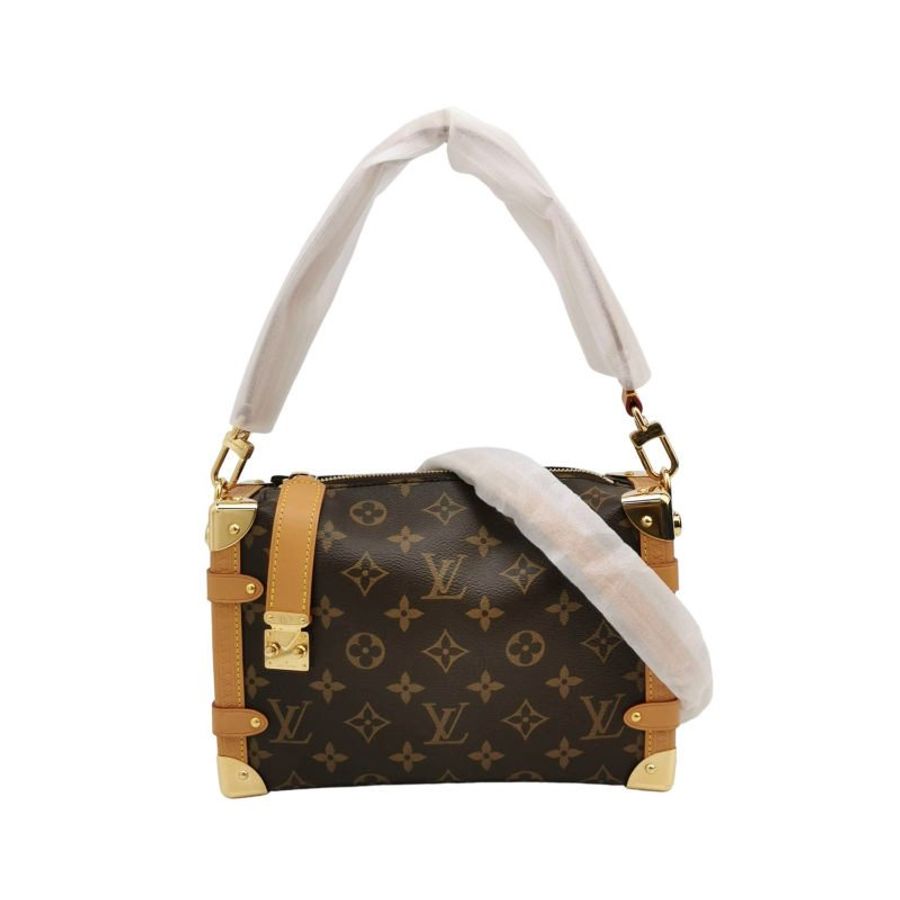 Louis Vuitton (LV) Side Trunk中型棕色植鞣革老花斜背包肩肩包晶片款-0