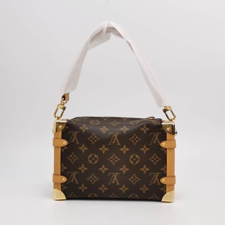 Louis Vuitton (LV) Side Trunk中型棕色植鞣革老花斜背包肩肩包晶片款-4