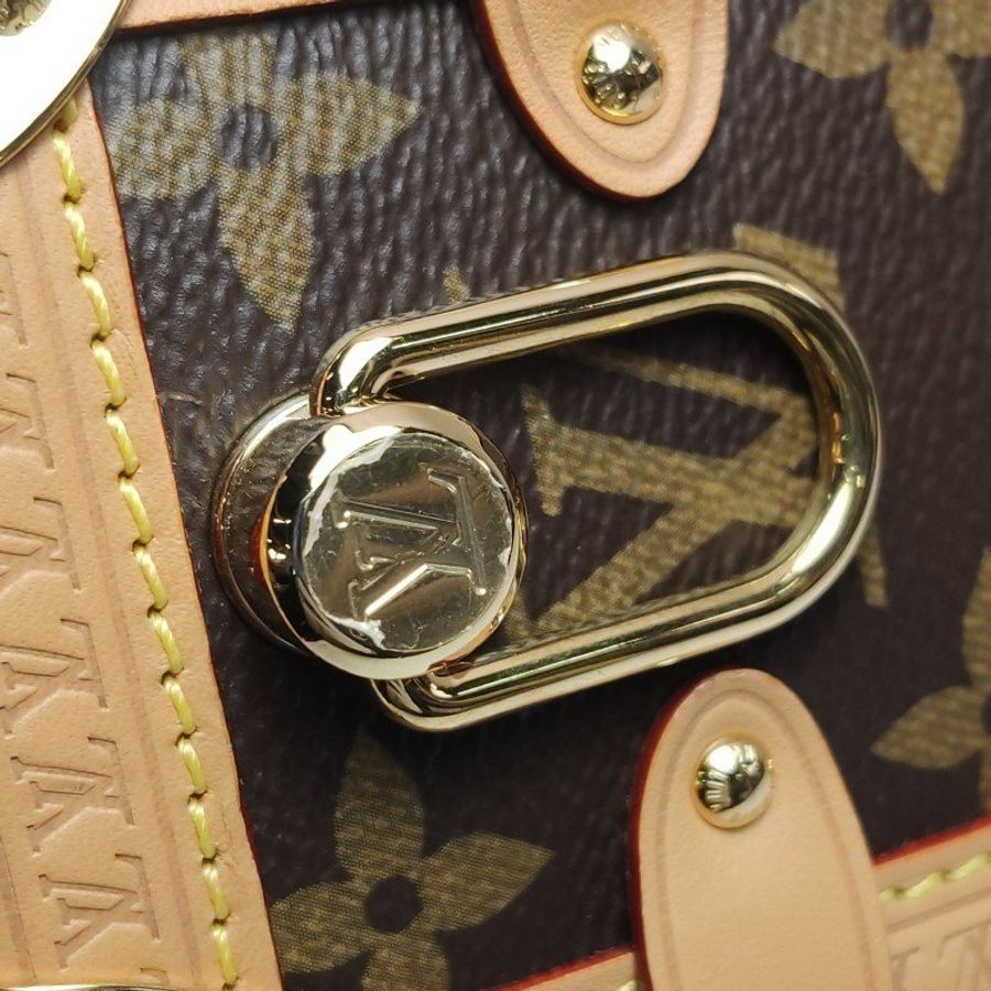 Louis Vuitton (LV) Side Trunk中型棕色植鞣革老花斜背包肩肩包晶片款-10